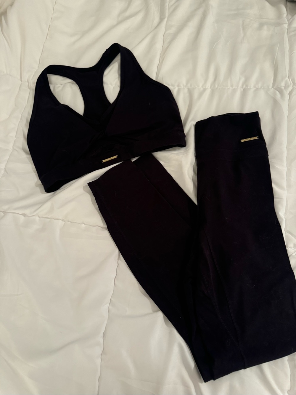 Gymshark Black Sports Bra and Leggings set Whitney Simmons